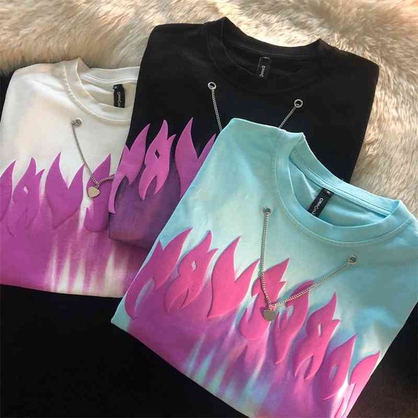 flame love short sleeve t-shirt women's summer loose vibe hip hop letter necklace top, White
flame love short sleeve t-shirt women's summer loose vibe hip hop letter necklace top, White