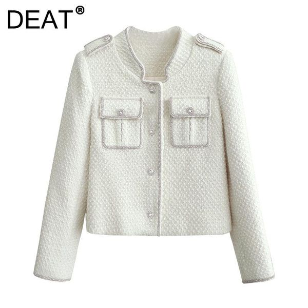 women's jackets deat 2021 spring and autumn fashion casual long sleeve wool tweed inlaid with diamond small fragrance coat sk648, Black;brown
women's jackets deat 2021 spring and autumn fashion casual long sleeve wool tweed inlaid with diamond small fragrance coat sk648, Black;brown