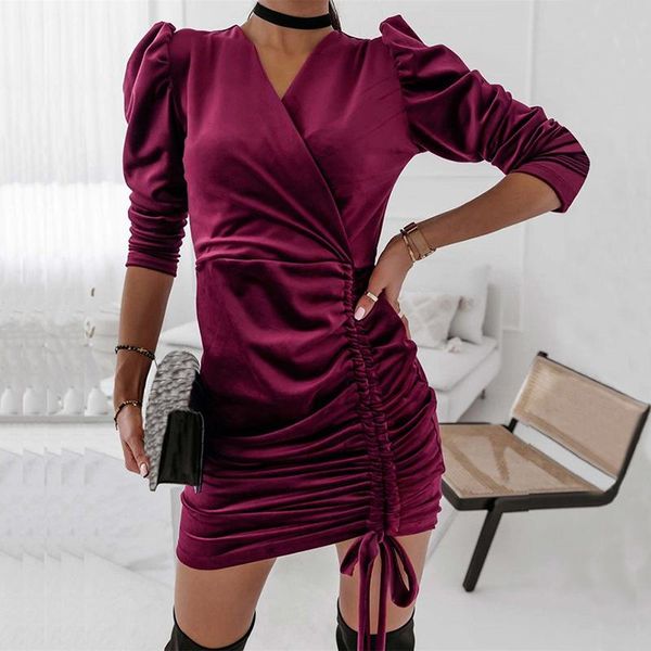 casual dresses women dress vintage 90s velvet female evening clubwear party elegant solid color v-neck long puff sleeve drawstring ladies fa, Black;gray
casual dresses women dress vintage 90s velvet female evening clubwear party elegant solid color v-neck long puff sleeve drawstring ladies fa, Black;gray
