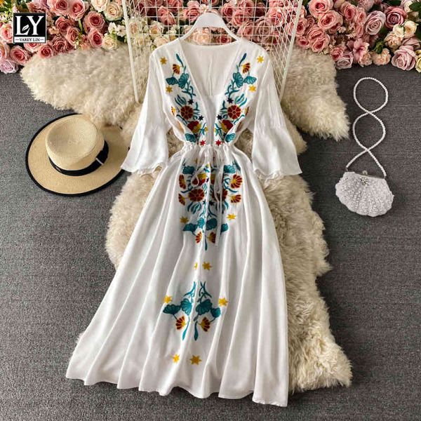 dresses spring summer women v-neck embroidery midi casual flare sleeve bohemian female dresses, Black;gray
dresses spring summer women v-neck embroidery midi casual flare sleeve bohemian female dresses, Black;gray