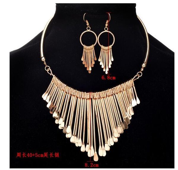 set luxury womens metal tassels pendant chain bib necklace jewelry delicate gift chokers, Golden;silver
set luxury womens metal tassels pendant chain bib necklace jewelry delicate gift chokers, Golden;silver