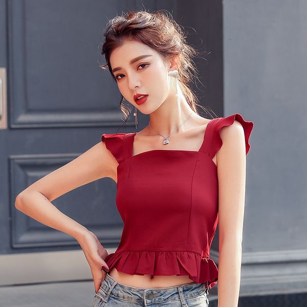 t-shirt 2020 summer new women's ruffle slim temperament french vest short strap t-shirt, White
t-shirt 2020 summer new women's ruffle slim temperament french vest short strap t-shirt, White