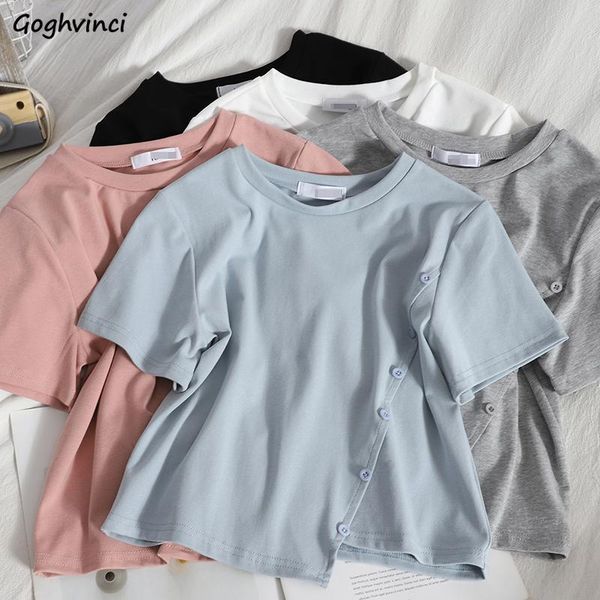 women's t-shirt t-shirts women fashion summer irregular round neck female crops all-match solid single breasted design korean streetwea, White
women's t-shirt t-shirts women fashion summer irregular round neck female crops all-match solid single breasted design korean streetwea, White