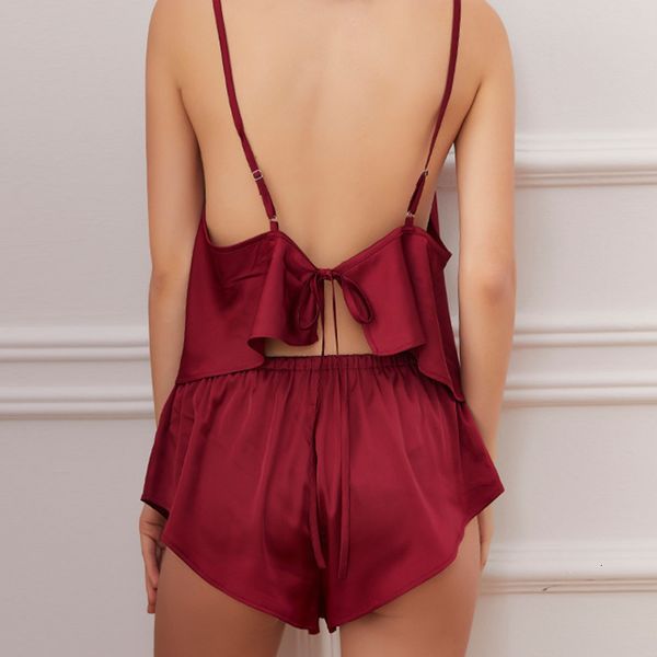 silk suit with women' home belly bag sling, Red;black