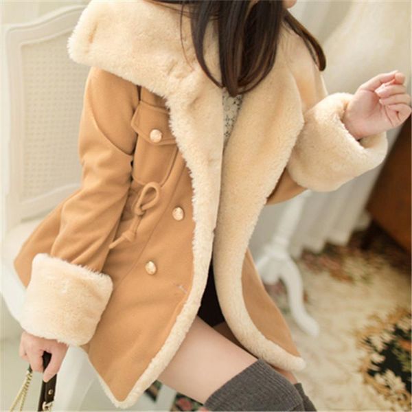 women's wool & blends 2021 winter warm coats women slim double breasted coat jacket fur 's jackets female dj060, Black
women's wool & blends 2021 winter warm coats women slim double breasted coat jacket fur 's jackets female dj060, Black