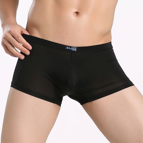 shino summer ultra thin men's underwear low waist transparent bag shorts, Black;white
shino summer ultra thin men's underwear low waist transparent bag shorts, Black;white