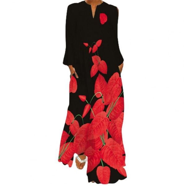 casual dresses 2021 vintage long dress women bohemian flower printed v neck sleeve large hem insert pockets ladies maxi beachwear, Black;gray
casual dresses 2021 vintage long dress women bohemian flower printed v neck sleeve large hem insert pockets ladies maxi beachwear, Black;gray