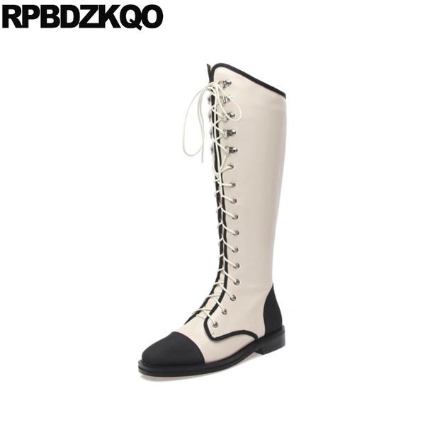 boots women side zip flat shoes knee high black and white fall 2021 satin patchwork brand long tall designer round toe lace up
boots women side zip flat shoes knee high black and white fall 2021 satin patchwork brand long tall designer round toe lace up