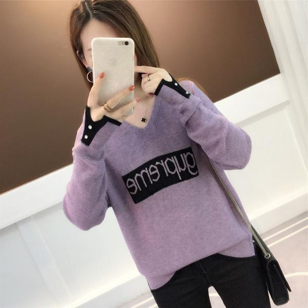 women's sweaters 2021 v lead sweater, blouse, spring and autumn, wear, korean version, knitted sweater., White;black
women's sweaters 2021 v lead sweater, blouse, spring and autumn, wear, korean version, knitted sweater., White;black