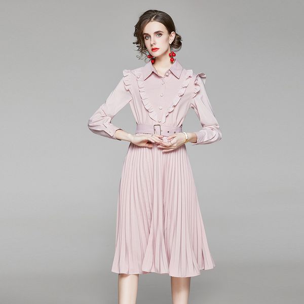 women spring designer elegant pleated dress fashion woman vintage party robe female ruffle pink dresses vestidos ladies belted 210525, Black;gray
women spring designer elegant pleated dress fashion woman vintage party robe female ruffle pink dresses vestidos ladies belted 210525, Black;gray