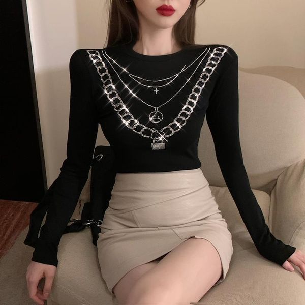 korean fashion shiny necklace pattern diamond t shirt long sleeve women black basic casual tee women's t-shirt, White
korean fashion shiny necklace pattern diamond t shirt long sleeve women black basic casual tee women's t-shirt, White