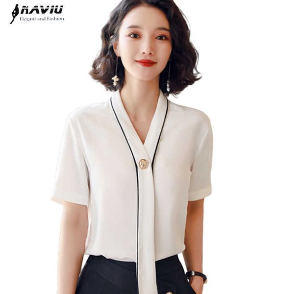 professional short sleeve chiffon shirt women summer temperament bow v neck blouses office ladies loose work 210604, White
professional short sleeve chiffon shirt women summer temperament bow v neck blouses office ladies loose work 210604, White