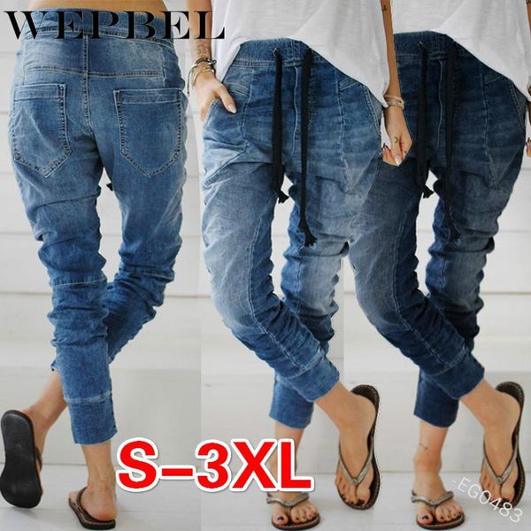 women's fashion loose denim harem pants drawstring elastic waist lace up stretching jeans blue retro casual trousers
women's fashion loose denim harem pants drawstring elastic waist lace up stretching jeans blue retro casual trousers