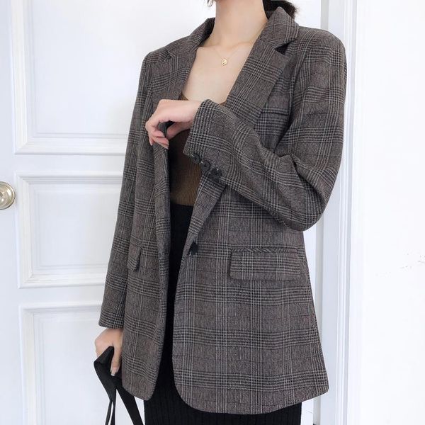 women's suits & blazers 2021 fashion spring autumn women slim chic plaid blazer jackets female retro coat office work outerwear wb65, White;black
women's suits & blazers 2021 fashion spring autumn women slim chic plaid blazer jackets female retro coat office work outerwear wb65, White;black