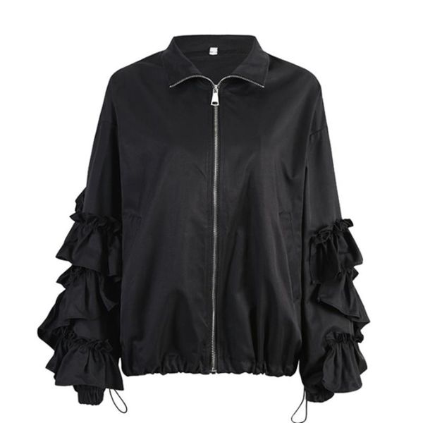 women's jackets wooden ear denim coat design for 2021 solid black loose baseball lace stitching bubble sleeves coats clothing, Black;brown
women's jackets wooden ear denim coat design for 2021 solid black loose baseball lace stitching bubble sleeves coats clothing, Black;brown