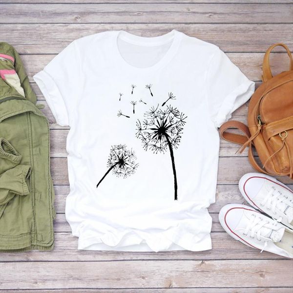 dandelion plant cute 90s style womens short sleeve fashion print graphic shirt female tee, White
dandelion plant cute 90s style womens short sleeve fashion print graphic shirt female tee, White