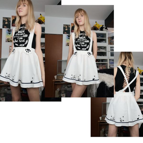 skirts merry pretty summer women cartoon cat dog embroidery harajuku kawaii japan style cute chiffon strap mini 701o, Black
skirts merry pretty summer women cartoon cat dog embroidery harajuku kawaii japan style cute chiffon strap mini 701o, Black