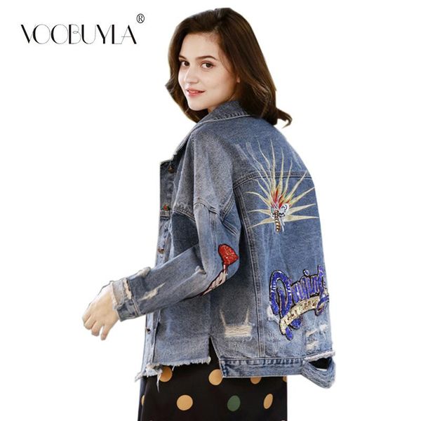 women's jackets voobuyla 2021 autumn vintage embroidery frayed sequins denim jacket loose casual jeans women coat outwear female, Black;brown
women's jackets voobuyla 2021 autumn vintage embroidery frayed sequins denim jacket loose casual jeans women coat outwear female, Black;brown