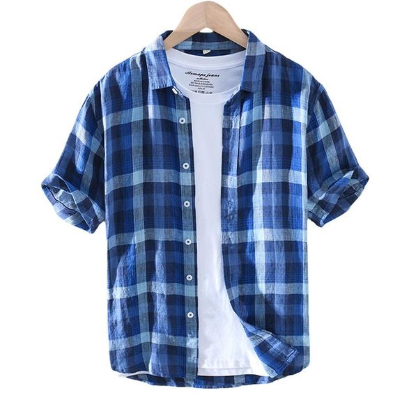 plaid shirt for men short sleeve casual 95% linen turn-down collar vintage clothes male summer men's shirts, White;black
plaid shirt for men short sleeve casual 95% linen turn-down collar vintage clothes male summer men's shirts, White;black