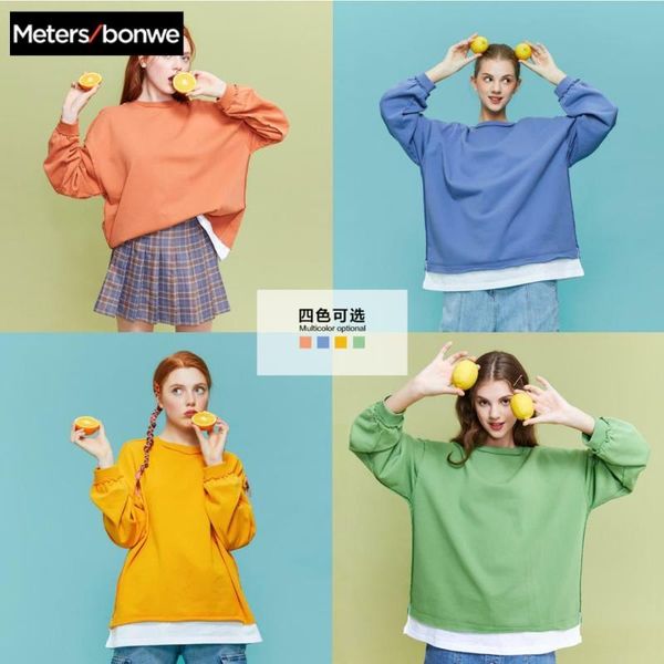 women's hoodies & sweatshirts metersbonwe women sweatshirt mock two pieces 2021 spring autumn solid colour casual 633372, Black
women's hoodies & sweatshirts metersbonwe women sweatshirt mock two pieces 2021 spring autumn solid colour casual 633372, Black