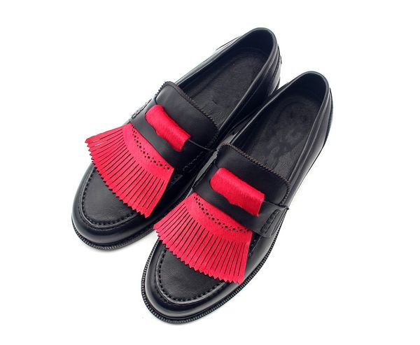 tassel fringe loafers vintage leisure leather shoes handmade full grain leather mens wedding dress shoe, Black
tassel fringe loafers vintage leisure leather shoes handmade full grain leather mens wedding dress shoe, Black