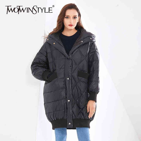 patchwork argyle cotton coat for women hooded collar casual loose solid parka female fashion clothing winter 210524, Black
patchwork argyle cotton coat for women hooded collar casual loose solid parka female fashion clothing winter 210524, Black