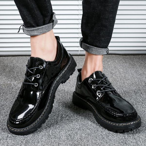 dress shoes leather fashion all black men zapatos hombre casual flats lace up office work