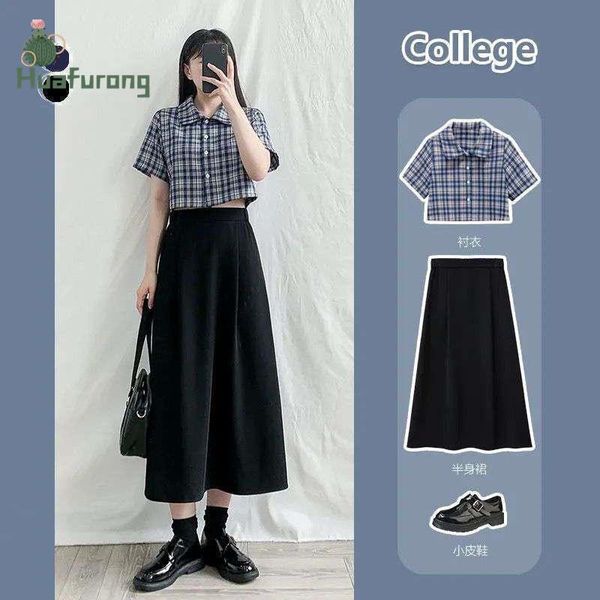 two piece dress plus size two-piece suit women's black slim skirt 2021 summer all-match shirt short plaid print with turn-down collar, White
two piece dress plus size two-piece suit women's black slim skirt 2021 summer all-match shirt short plaid print with turn-down collar, White