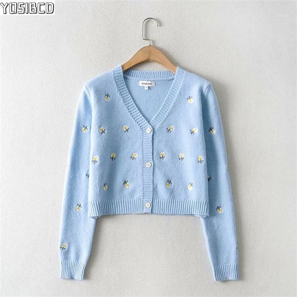 women 2021 fashion floral embroidered knitted cardigan sweater vintage v long sleeve female outerwear chic, White
women 2021 fashion floral embroidered knitted cardigan sweater vintage v long sleeve female outerwear chic, White