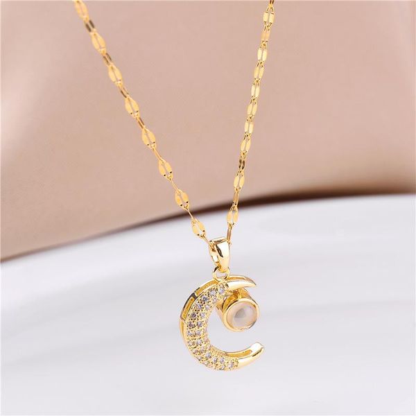 pendant necklaces fashion elegant lip chain crystal moon necklace for women cute romantic gold color clavicle female party jewelry, Silver
pendant necklaces fashion elegant lip chain crystal moon necklace for women cute romantic gold color clavicle female party jewelry, Silver