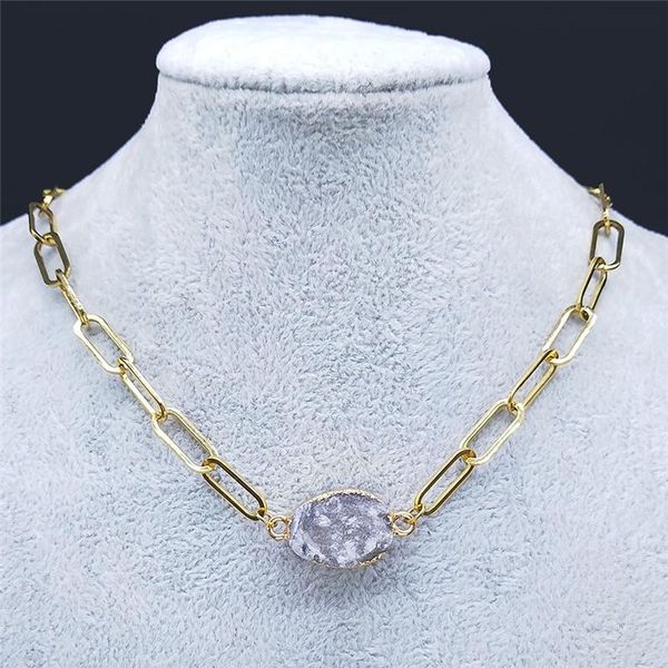 pendant necklaces 2021 stainless steel white necklace chokers for women/men gold color small chain jewelry pierre naturelle nd49s04, Silver
pendant necklaces 2021 stainless steel white necklace chokers for women/men gold color small chain jewelry pierre naturelle nd49s04, Silver