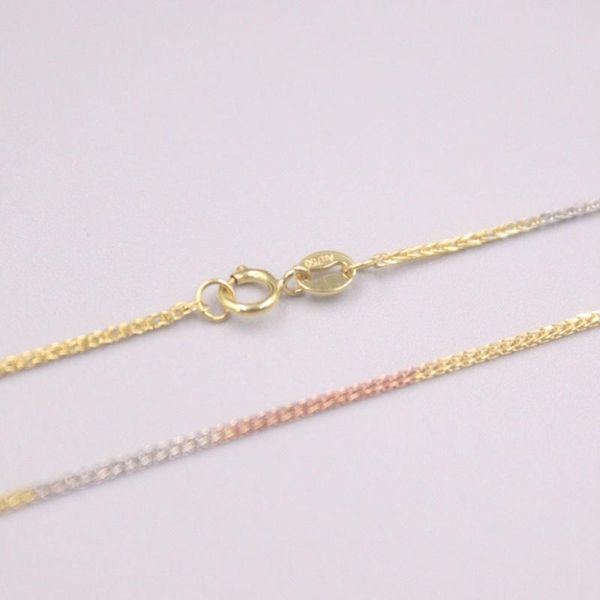 chains d pure 18kt multi-tone gold woman necklace lucky wheat chain 1.3-1.5g 15.7"l 0.9mmw gift fine jewelry, Silver
chains d pure 18kt multi-tone gold woman necklace lucky wheat chain 1.3-1.5g 15.7"l 0.9mmw gift fine jewelry, Silver