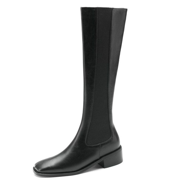 boots side zipper knee high genuine leather thick med heels shoes woman winter quality working office lady, Black
boots side zipper knee high genuine leather thick med heels shoes woman winter quality working office lady, Black