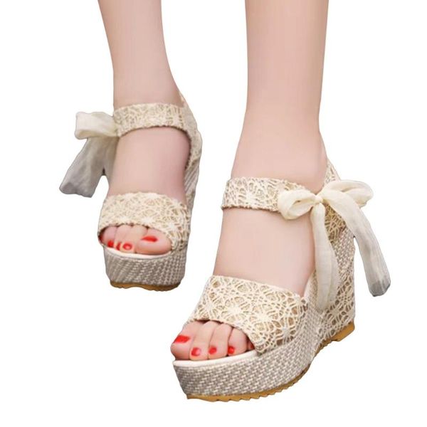 fashion women sandals summer wedges women's platform lace belt bow flip flops open toe high-heeled shoes, Black
fashion women sandals summer wedges women's platform lace belt bow flip flops open toe high-heeled shoes, Black