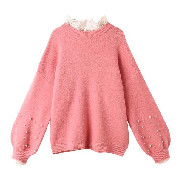women's sweaters fashion lace pink sweater for women autumn winter knitted jumper sueter mujer lady's pearl bead pull vetement fem, White;black
women's sweaters fashion lace pink sweater for women autumn winter knitted jumper sueter mujer lady's pearl bead pull vetement fem, White;black