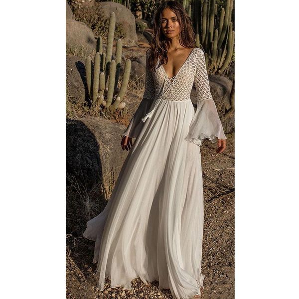 casual dresses women dress white lace long sleeve flare v neck beach tunic maxi chiffon summer boho beachwear, Black;gray
casual dresses women dress white lace long sleeve flare v neck beach tunic maxi chiffon summer boho beachwear, Black;gray