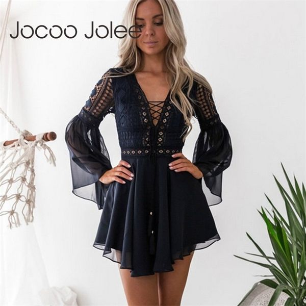 elegant hollow out women v neck cross lace up flare sleeve a-line dresses casual short mini dress 210416, Black;gray
elegant hollow out women v neck cross lace up flare sleeve a-line dresses casual short mini dress 210416, Black;gray