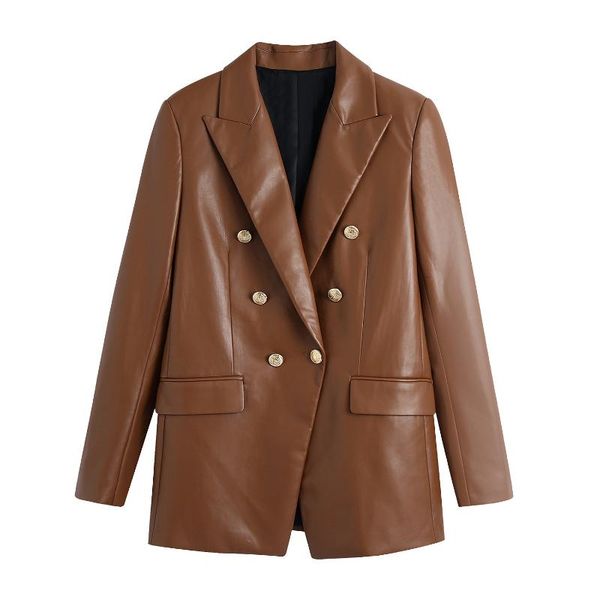 women's jackets ladies winter 2021 product retro double-breasted lapel pu leather suit pure color hoodless long coat women, Black;brown
women's jackets ladies winter 2021 product retro double-breasted lapel pu leather suit pure color hoodless long coat women, Black;brown