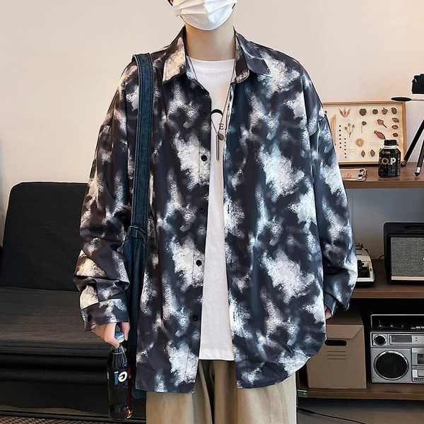 men's casual shirts ropa de hombre 2021 autumn long-sleeved shirt fashion loose ink printing plus size trend, White;black
men's casual shirts ropa de hombre 2021 autumn long-sleeved shirt fashion loose ink printing plus size trend, White;black