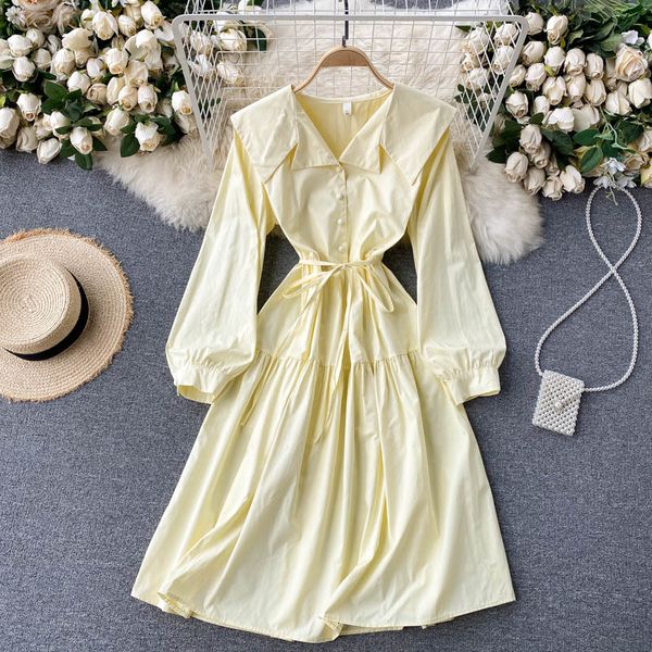 two piece dress women es pure color spring summer loose midi turn-down collar full sleeve single breasted a-line casual female o72, White
two piece dress women es pure color spring summer loose midi turn-down collar full sleeve single breasted a-line casual female o72, White