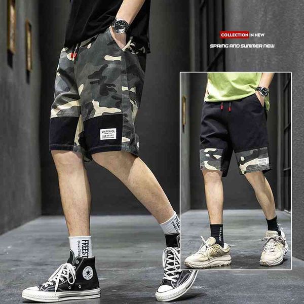 cotton camouflage shorts fashion brand ins casual loose trend summer wear men's capris, White;black
cotton camouflage shorts fashion brand ins casual loose trend summer wear men's capris, White;black