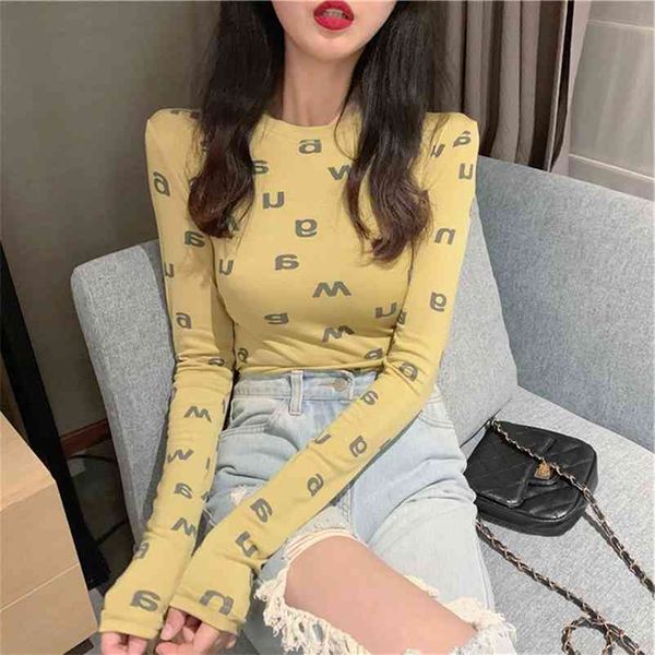 autumn new undershirt female long sleeves o neck slim fashion personality letter printing versatile women t shirt fashion 210330, White
autumn new undershirt female long sleeves o neck slim fashion personality letter printing versatile women t shirt fashion 210330, White