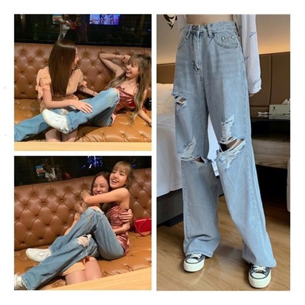 Women's Jeans kpop Korean Celebrity same Fashion broken holes slim high waist jeans women summer streetwear loose wild Wide leg X9P1, Blue
Women's Jeans kpop Korean Celebrity same Fashion broken holes slim high waist jeans women summer streetwear loose wild Wide leg X9P1, Blue