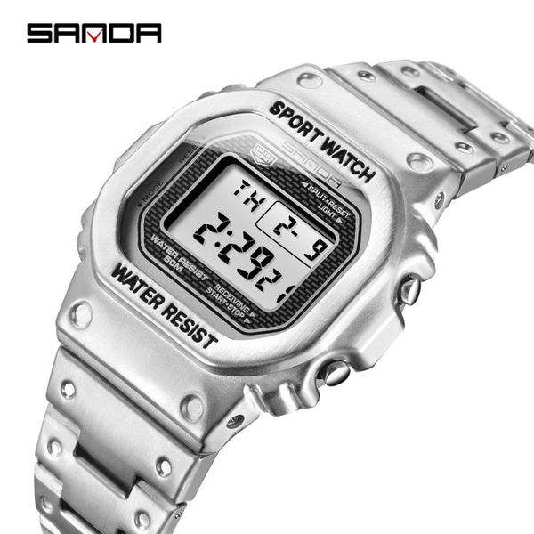 wristwatches sanda men's watches led digital watch men 5atm casual waterproof wristwatch steel clock relogio masculino 390, Slivery;brown
wristwatches sanda men's watches led digital watch men 5atm casual waterproof wristwatch steel clock relogio masculino 390, Slivery;brown