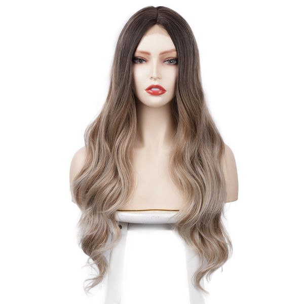 lady 26inch long omber color wavy wig lace front synthetic wig nature looking heat resistant fiber for women party daily use, Black
lady 26inch long omber color wavy wig lace front synthetic wig nature looking heat resistant fiber for women party daily use, Black