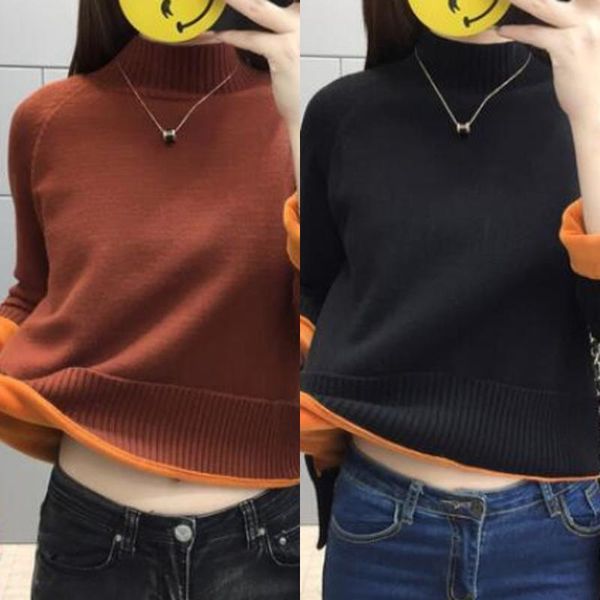 women's sweaters knit thick velvet winter sweater size bottoming shirt lining warm pullover women half turtleneck loose, White;black
women's sweaters knit thick velvet winter sweater size bottoming shirt lining warm pullover women half turtleneck loose, White;black