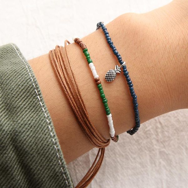 link, chain vintage female bracelets beaded leather rope weaving pineapple pendant adjustable bracelet set women simple summer jewelry, Black
link, chain vintage female bracelets beaded leather rope weaving pineapple pendant adjustable bracelet set women simple summer jewelry, Black