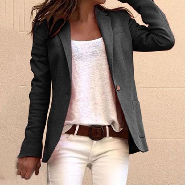 women's suits & blazers casual slim blazer feminino women solid one button coats suit office lady jacket femme open stitch streetwears, White;black
women's suits & blazers casual slim blazer feminino women solid one button coats suit office lady jacket femme open stitch streetwears, White;black
