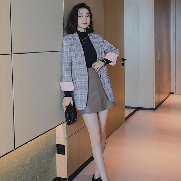 women's suits & blazers spring 2021 lattice fashion casual slim british style female professional suit coats qx81, White;black
women's suits & blazers spring 2021 lattice fashion casual slim british style female professional suit coats qx81, White;black