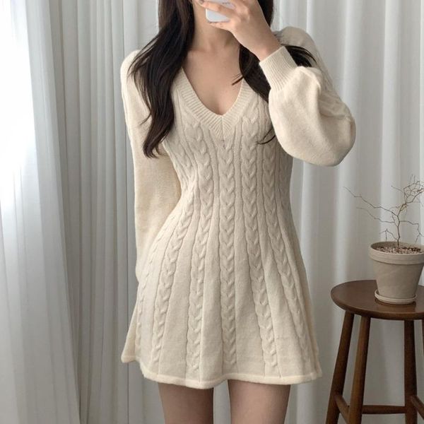 casual dresses autumn winter korean fashion twist v-neck knitted dress women vintage long sleeve sweater mini robe femme vestidos, Black;gray
casual dresses autumn winter korean fashion twist v-neck knitted dress women vintage long sleeve sweater mini robe femme vestidos, Black;gray